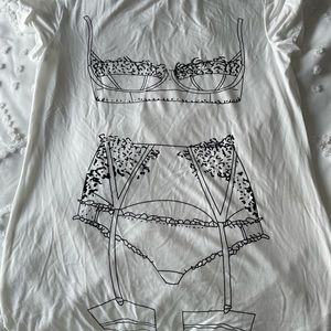 BRAND NEW white soft sleep shirt lingerie print